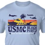 Light Blue Retro USMC Beach Party Men's T Shirt