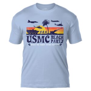 Light Blue Retro USMC Beach Party Men's T Shirt