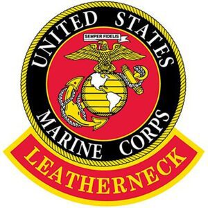 a USMC patch with the US Marine Corps seal with Leatherneck underneath