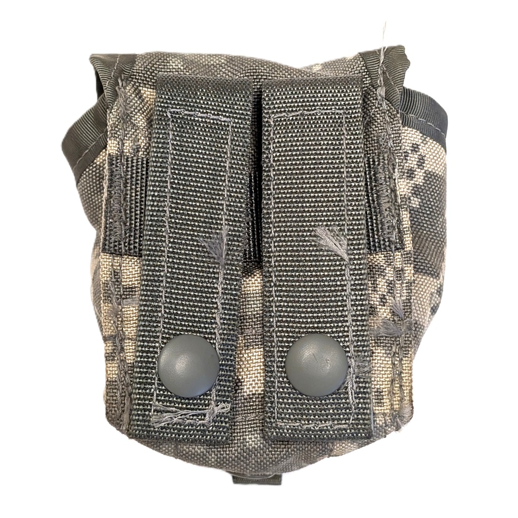 an Army ACU, UCP camouflage grenade pouch for M67 frag grenades