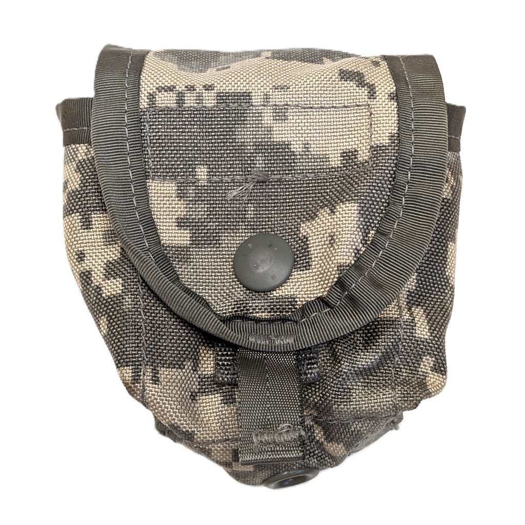 an Army ACU, UCP camouflage grenade pouch for M67 frag grenades