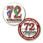 a red and white military challenge coin with crosshairs