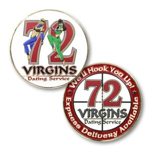 a red and white military challenge coin with crosshairs