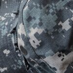 a subdued digital urban camouflage pattern on a sun hat