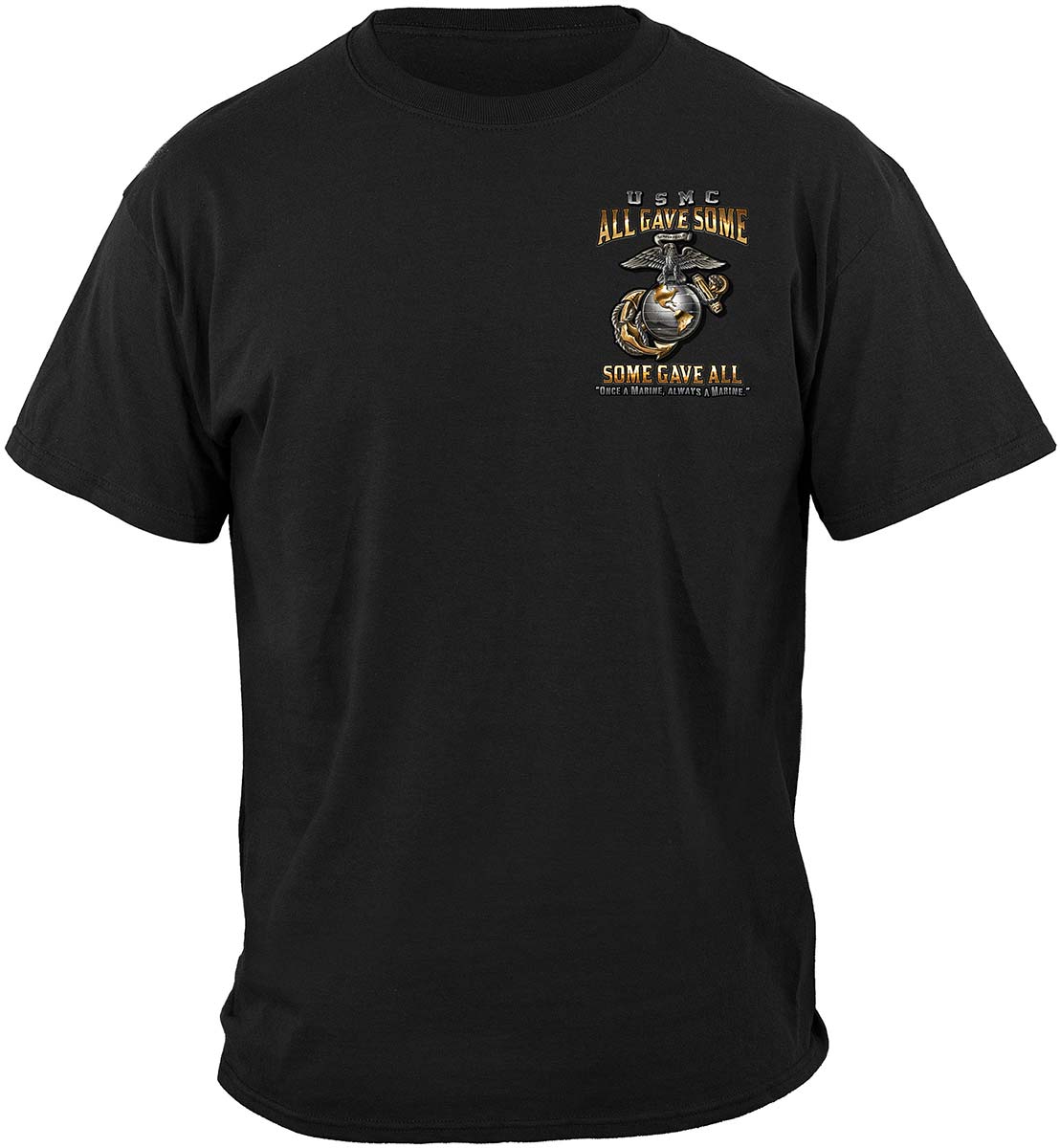 a black Marines shirt
