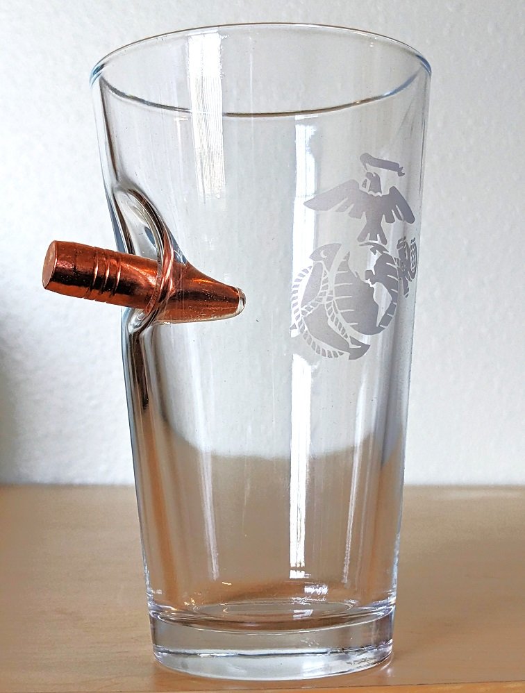 BenShot 16-oz. Pint Glass with .50 Cal. BMG Bullet