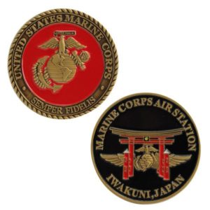 Red and Black Marine Air Station Iwakuni Japan Coin