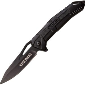 Marine black framelock knife usmc