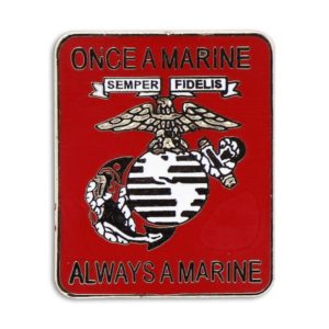 Red Rentagular Once a Marine Always a Marine Enamel Pin