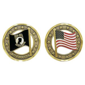 POW MIA and USA Flag Cutout Coin