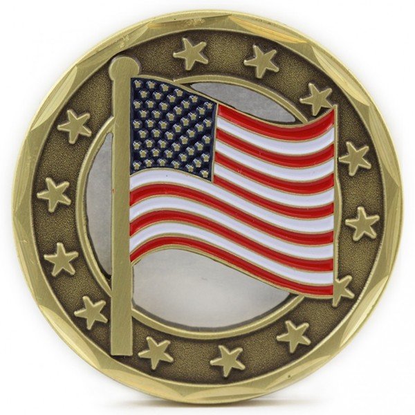 POW MIA and USA Flag Cutout Coin Back