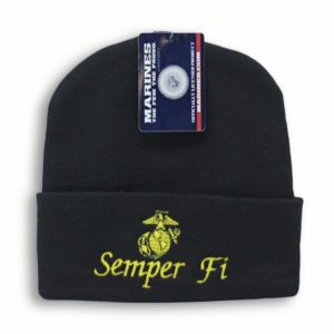 Black Semper Fi Eagle Globe Anchor Watch Cap Beanie
