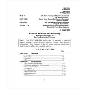 Survival Evasion and Recovery Handbook Contents