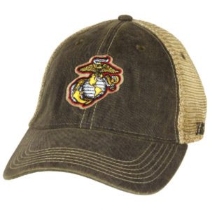 USMC Black Trucker Hat with EGA