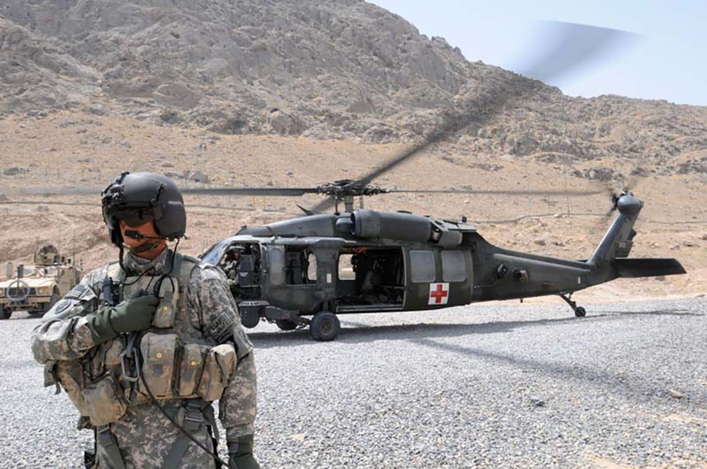 a US Marine orders a medivac