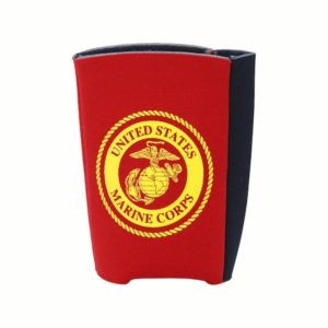 Red Koozie with Gold United States Marines Corps