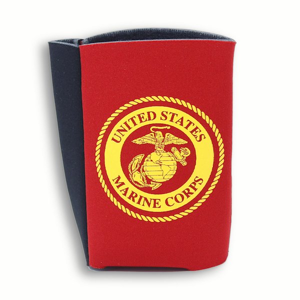 Red Koozie with Gold United States Marines Corps