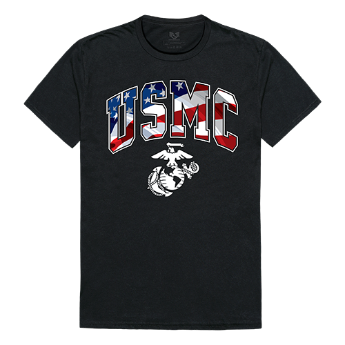 USMC USA Flag letter black shirt