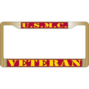 USMC Veteran Brass License Plate Frame