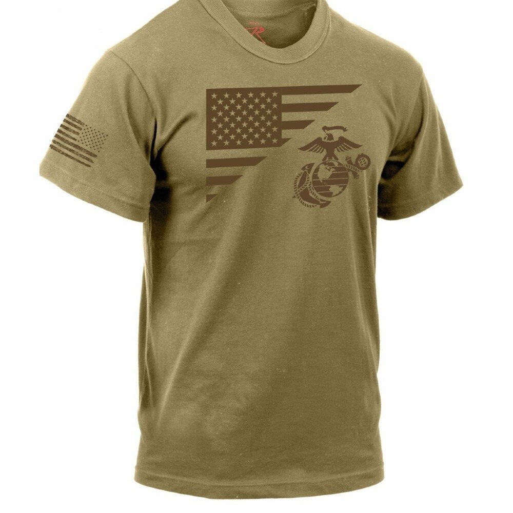 USMC Split Flag Coyote Brown Shirt - Devil Dog Depot