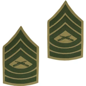 a pair of Marine Corps Chevron Master Sergeant OD Green Khaki
