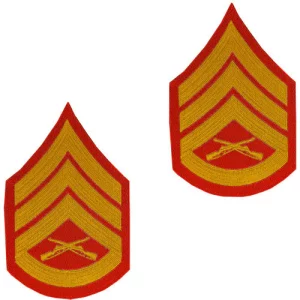 a pair of Marine Corps Chevron Staff Sergeant Patches