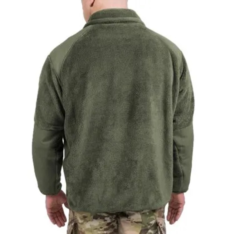 an olive drab military fleece jacket