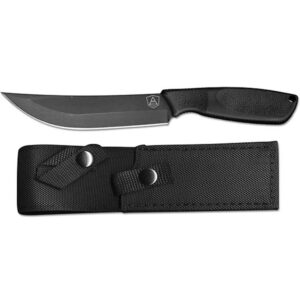 a black OKC fixed blade knife with a sheath