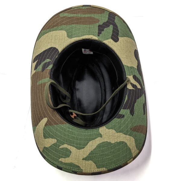 Australian Style Bush Hat: Woodland Camo, Black, & Khaki - Devil