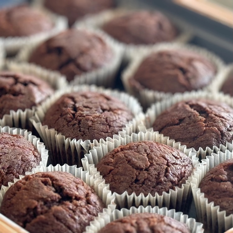 close up of chocolate muffins