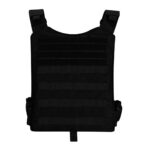 a black military plate carrier vest