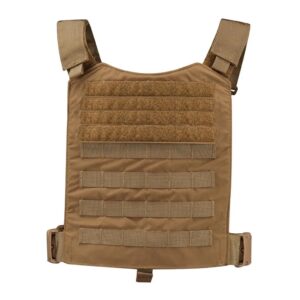 a coyote brown military plate carrier vest