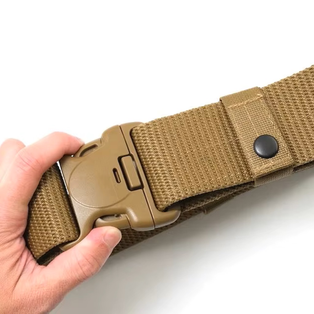 a coyote brown war belt buckle