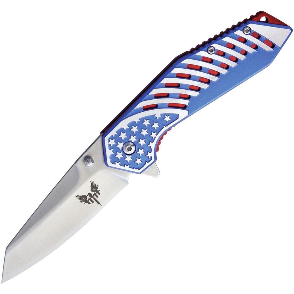 an open USA flag pocket knife from Combat Knife