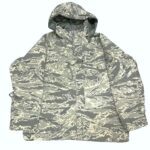 a USGI APECS Goretex Parka in US Air Force (USAF) ABU tiger stripe camouflage