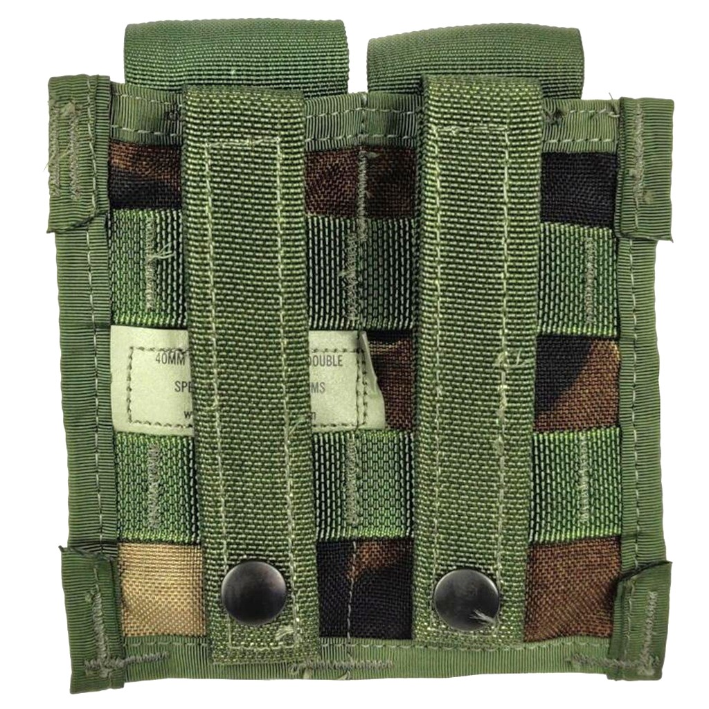 a woodland camouflage double high explosive 40mm grenade pouch
