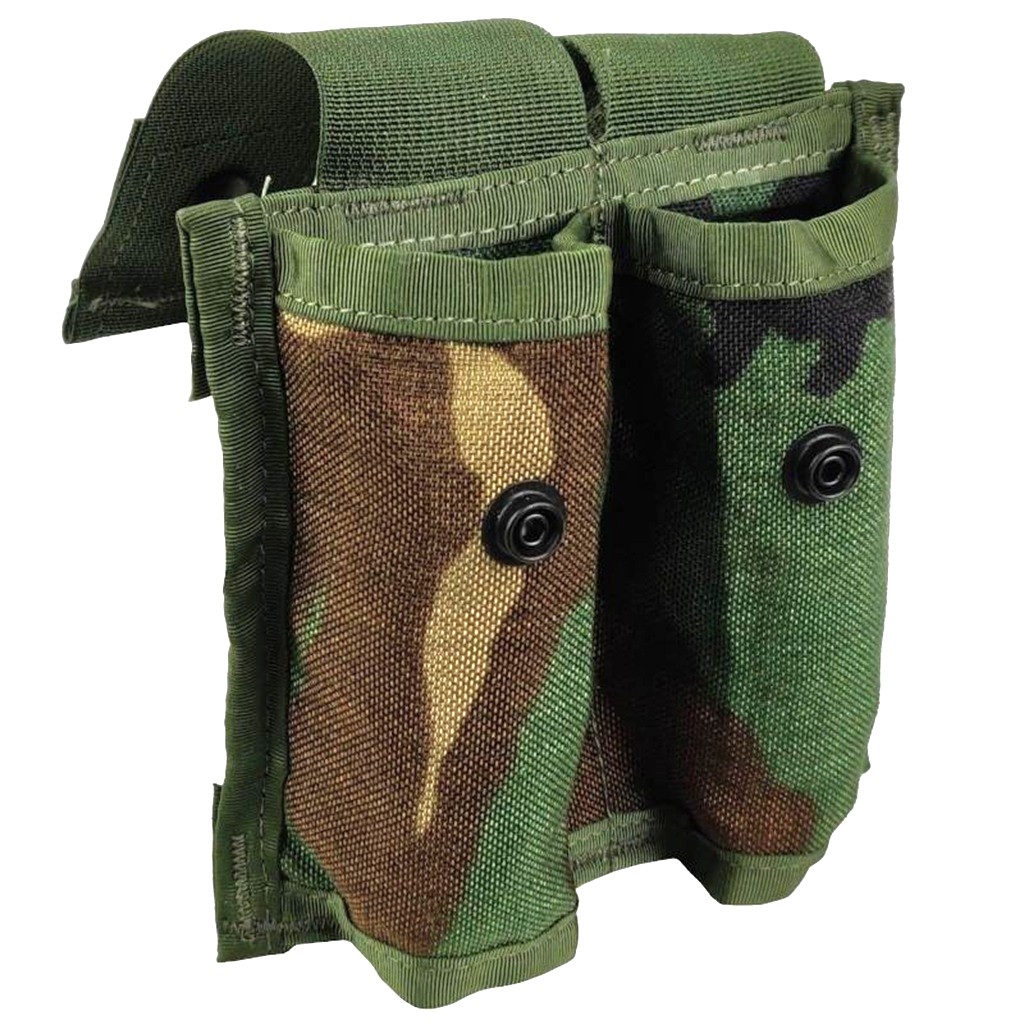 a woodland camouflage double high explosive 40mm grenade pouch