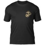 a black Marine Corps t-shirt with a coyote print EGA