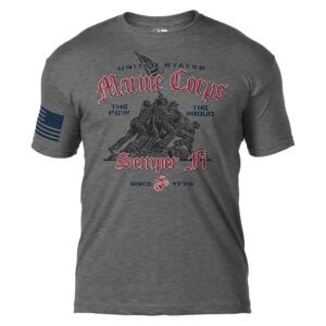 a green Iwo Jima US Marine Corps t-shirt