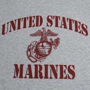 a gray United States Marines PT shirt with burgundy red military stencil