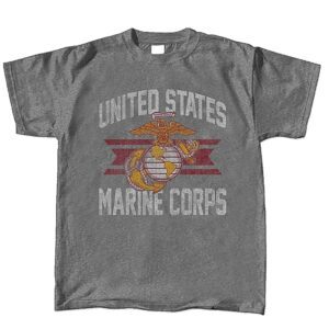a gray USMC PT shirt with a vintage look emblem