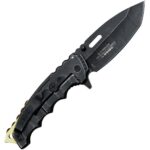 a heavy duty black and gold US Marine Corps pocket knife