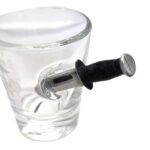 a US Marine Corps shot glass with an EGA and an embedded combat knife replica