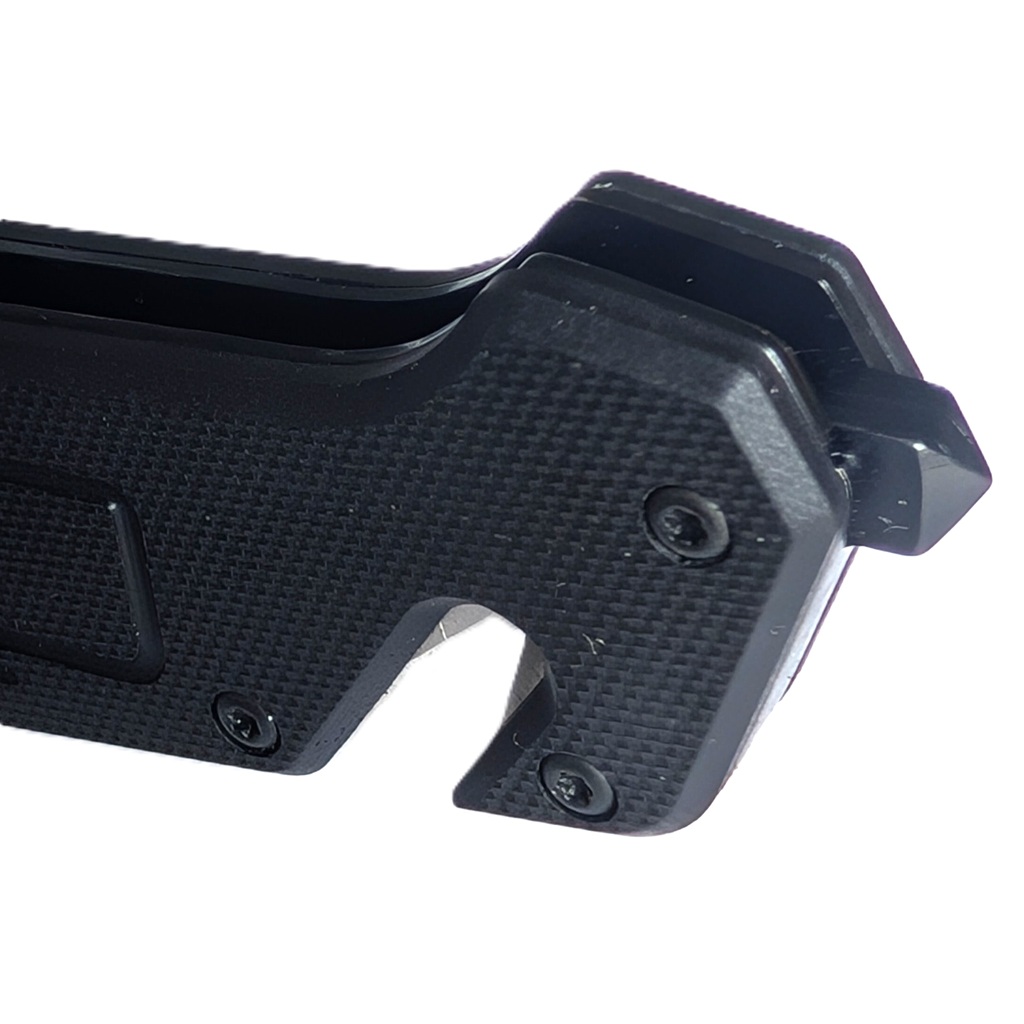 a black, spring-assisted US Marine Corps pocket / rescue knife