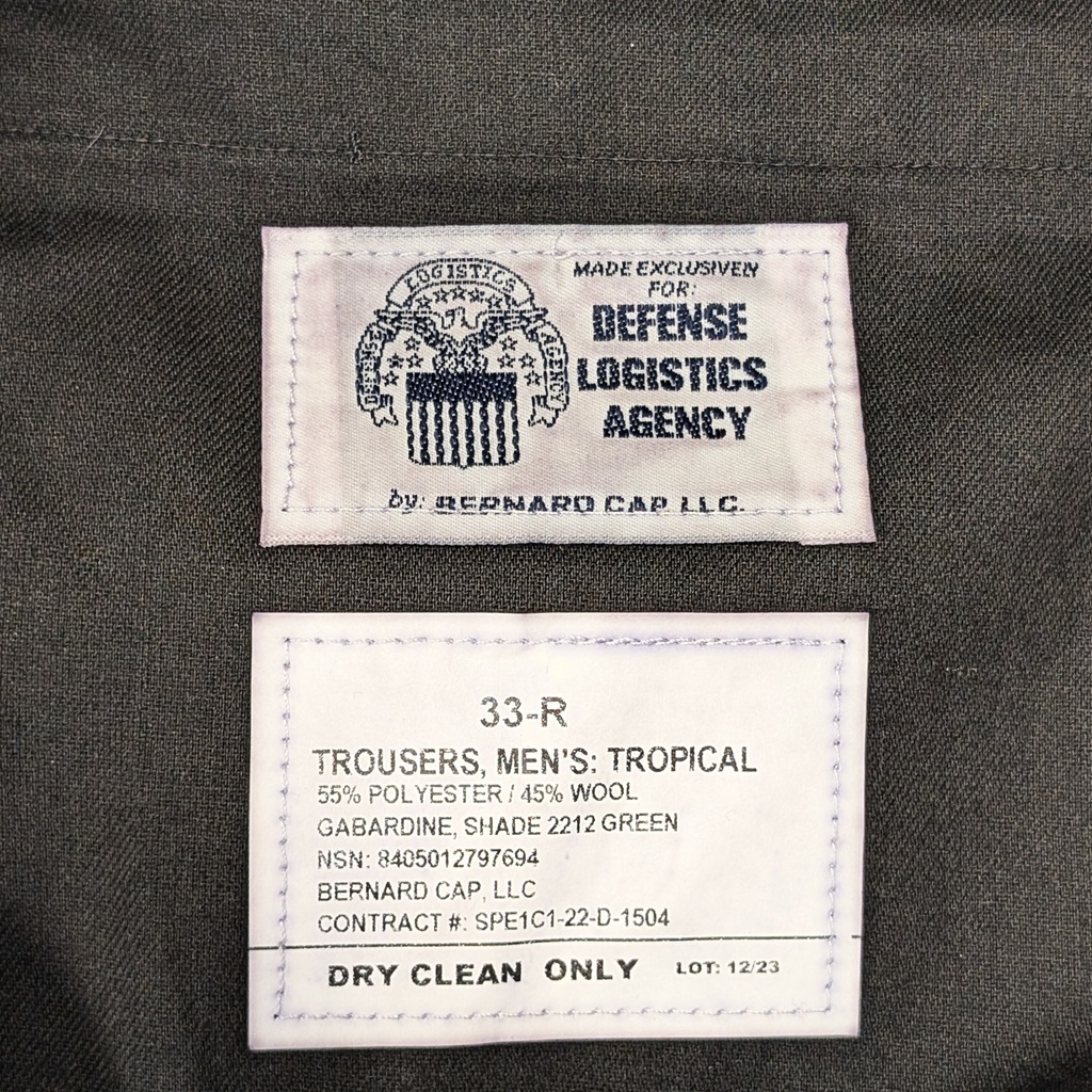 olive drab men's poly-wool US Marine Corps dress pants (trousers)