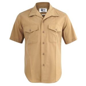 a short sleeve US Marine Corps khaki service uniform dress shirt