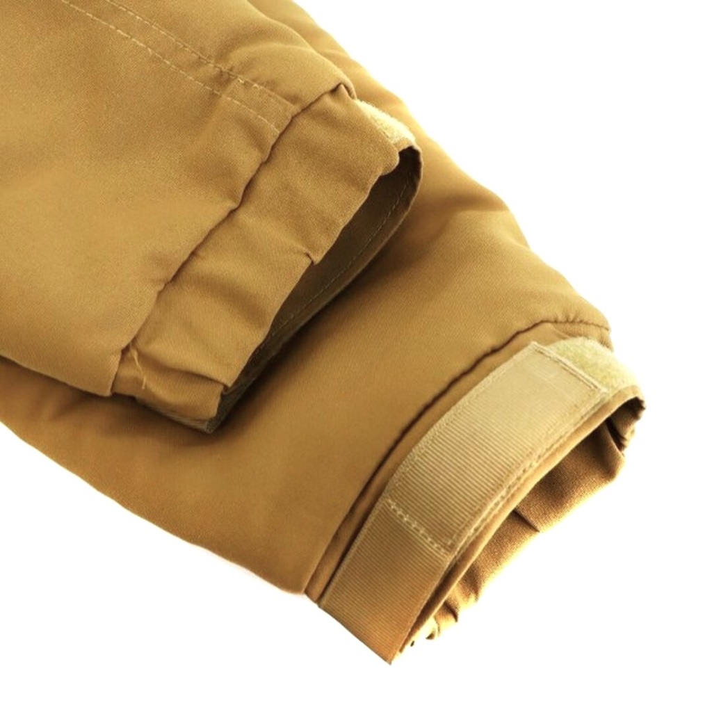 a US Marine Corps coyote brown extreme cold weather jacket, also known as the Happy Jacket