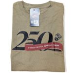 a light coyote brown/tan USMC 250th anniversary t-shirt