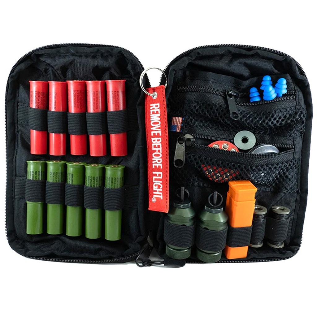 a trip and rescue alarm kit with bear deterrent blanks and flares