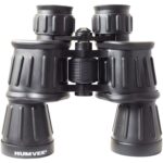 black rubber-coated military field binoculars